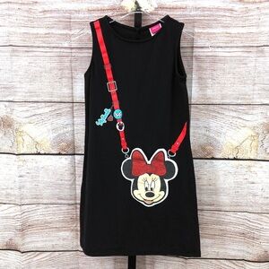 DISNEY Minnie Mouse Black Dress Faux Pin Lanyard Pocket Purse Girls Size 7/8 (M)